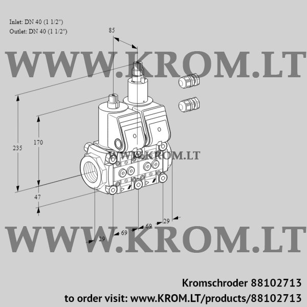 Kromschroder VCS 2E40R/40R05NLKR3/PPPP/PPPP, 88102713 double solenoid valve, 88102713