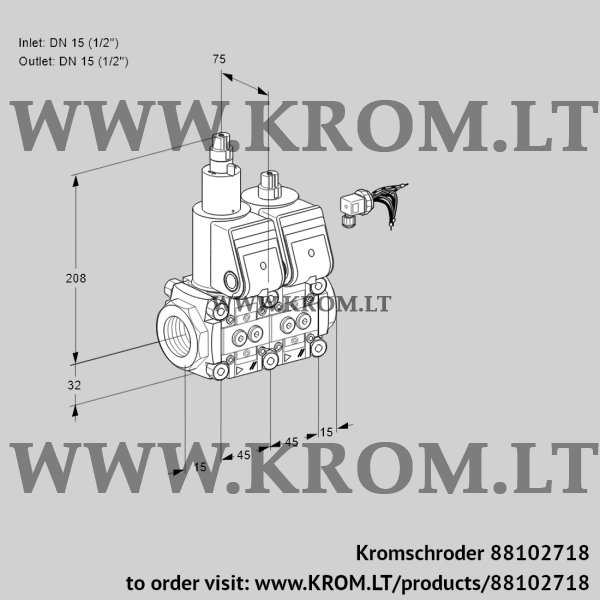 Kromschroder VCS 1E15R/15R05LNKR/PPPP/PPPP, 88102718 double solenoid valve, 88102718