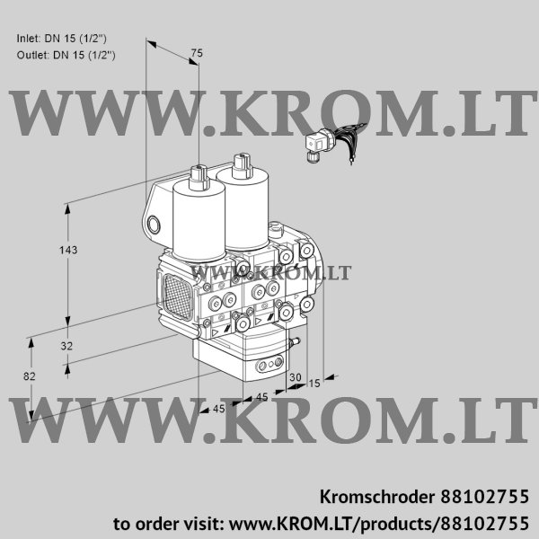 Kromschroder VCH 1E15R/15R05FNHEVWL/PPPP/PPPP, 88102755 flow rate regulator, 88102755