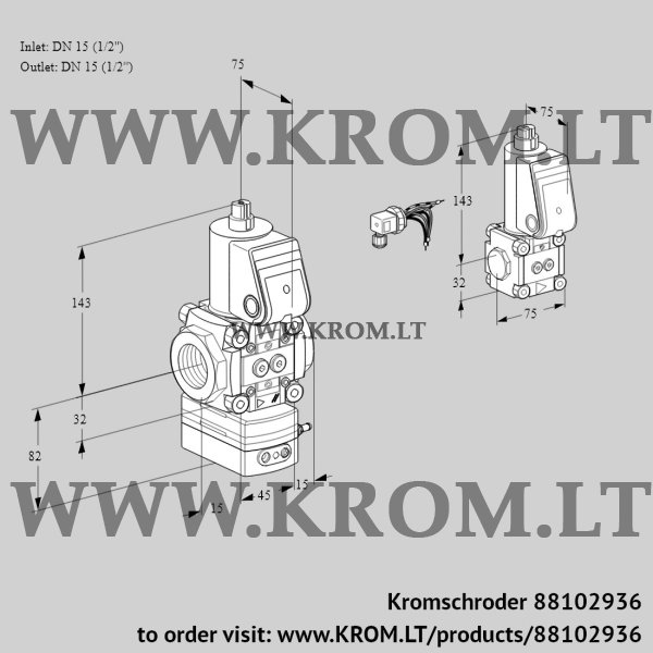 Kromschroder VAG 1E15R/15R05GEWR/PP/ZS, 88102936 air/gas ratio control, 88102936