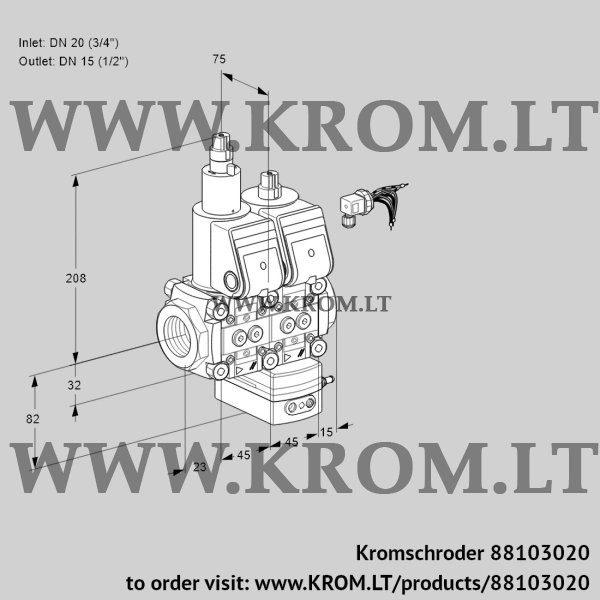 Kromschroder VCD 1E20R/15R05LD-50WR/PPPP/PPPP, 88103020 pressure regulator, 88103020