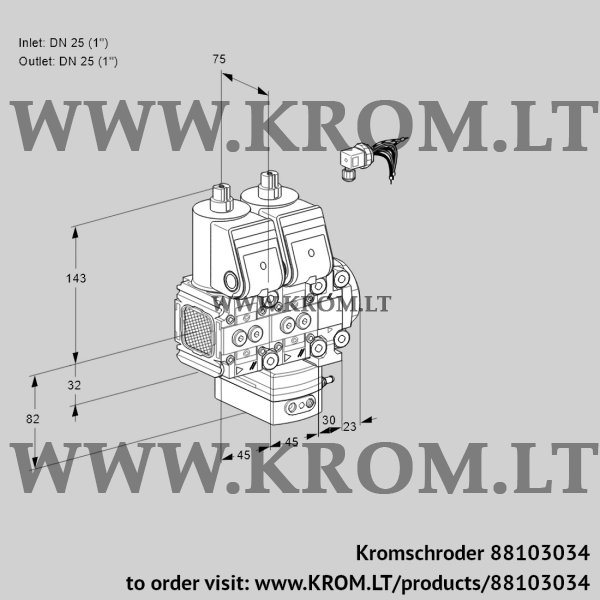 Kromschroder VCG 1E25R/25R05FNGEVWR/PPPP/PPPP, 88103034 air/gas ratio control, 88103034