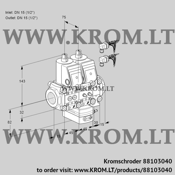 Kromschroder VCH 1E15R/15R05NHEVWR6/PPMM/PPPP, 88103040 flow rate regulator, 88103040