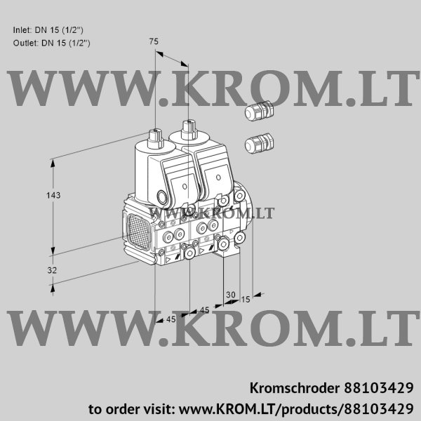 Kromschroder VCS 1E15R/15R05FNNVWR3/PPPP/PPPP, 88103429 double solenoid valve, 88103429