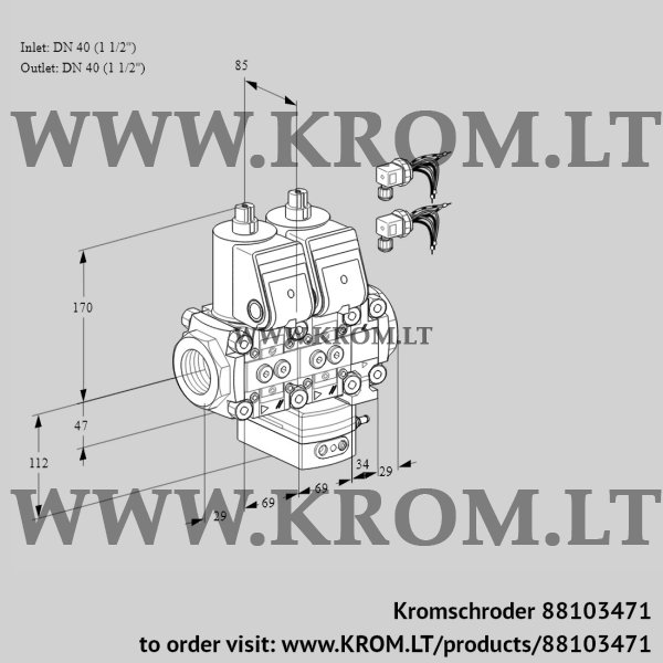 Kromschroder VCG 2E40R/40R05NGEVWR6/PPPP/PPPP, 88103471 air/gas ratio control, 88103471