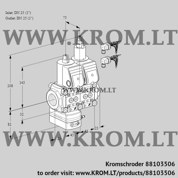 Kromschroder VCG 1E25R/25R05GELWR6/PPPP/PPPP, 88103506 air/gas ratio control, 88103506