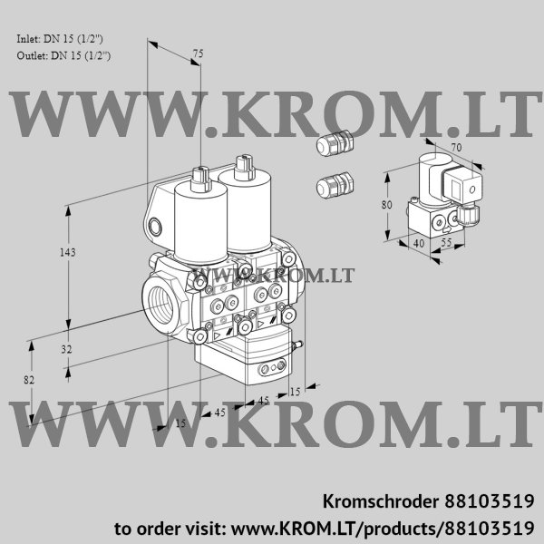 Kromschroder VCG 1E15R/15R05NGEWL3/BYPP/PPPP, 88103519 air/gas ratio control, 88103519