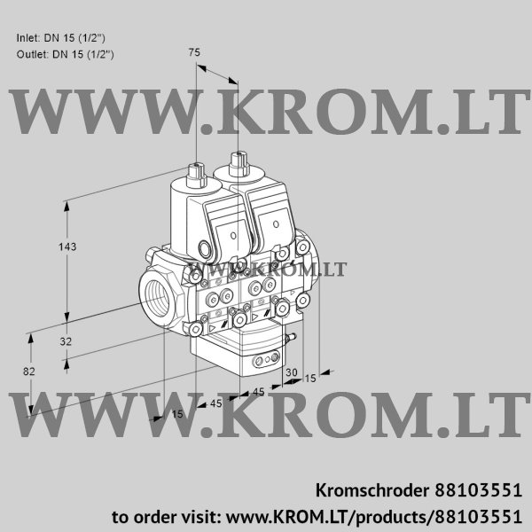 Kromschroder VCH 1T15N/15N05NHAVQR/PPPP/PPPP, 88103551 flow rate regulator, 88103551