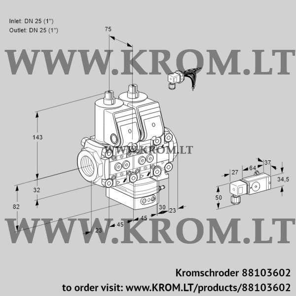 Kromschroder VCH 1E25R/25R05NHEVWR/-3PP/PPPP, 88103602 flow rate regulator, 88103602