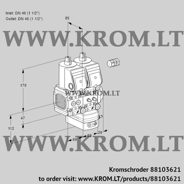 Kromschroder VCG 2E40R/40R05FNGEWR/PPMM/PPPP, 88103621 air/gas ratio control, 88103621