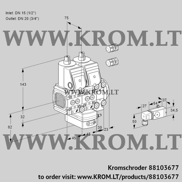 Kromschroder VCG 1E15R/20R05FNGEVWR3/PP2-/PPPP, 88103677 air/gas ratio control, 88103677