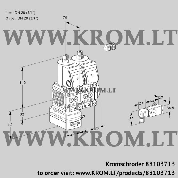 Kromschroder VCG 1E20R/20R05FGKNWR/3--4/PPPP, 88103713 air/gas ratio control, 88103713