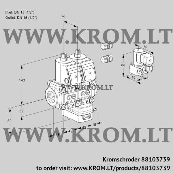 Kromschroder VCG 1E15R/15R05NGEWR3/PPPP/PPBY, 88103739 air/gas ratio control, 88103739