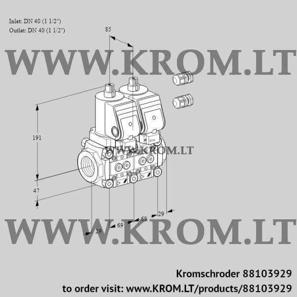 Kromschroder VCS 2E40R/40R05NNWGR3/PPPP/PPPP, 88103929 double solenoid valve, 88103929