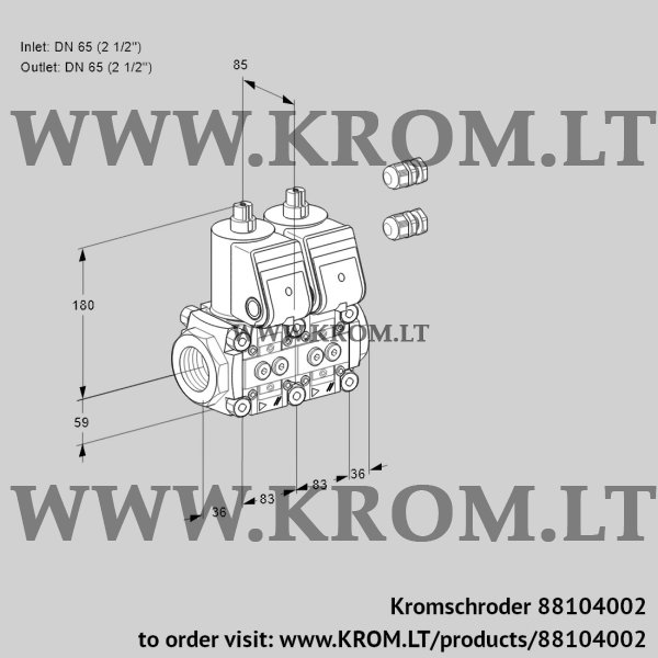 Kromschroder VCS 3E65R/65R05NNWR3/PPPP/PPPP, 88104002 double solenoid valve, 88104002
