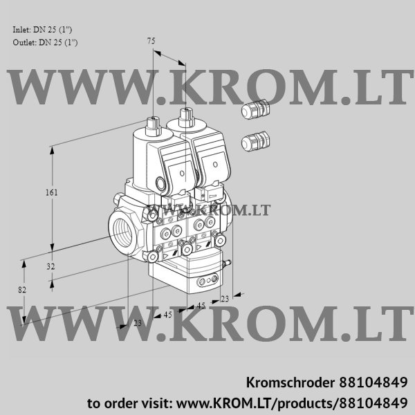 Kromschroder VCG 1E25R/25R05NGEQGR3/PPPP/PPPP, 88104849 air/gas ratio control, 88104849