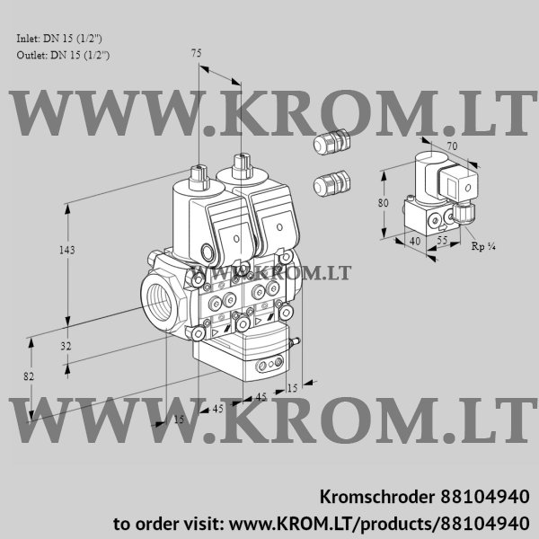 Kromschroder VCG 1E15R/15R05NGEWR3/PPPP/PPZY, 88104940 air/gas ratio control, 88104940
