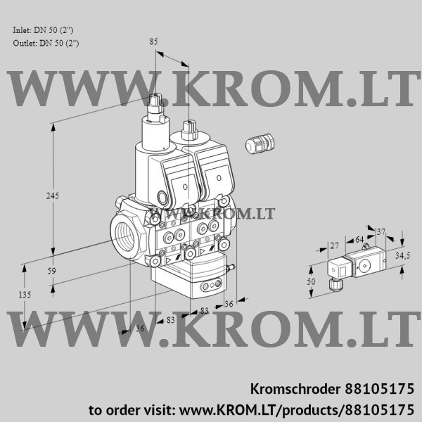 Kromschroder VCG 3E50R/50R05LGEWR/3-PP/PP3-, 88105175 air/gas ratio control, 88105175