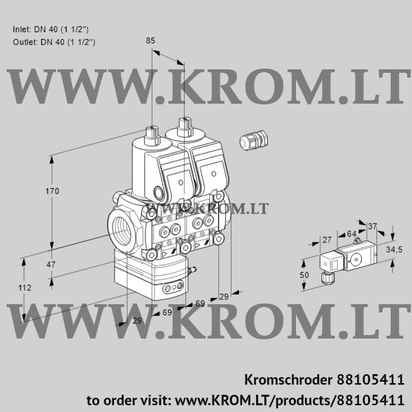 Kromschroder VCG 2E40R/40R05GENKR/2-PP/PPPP, 88105411 air/gas ratio control, 88105411