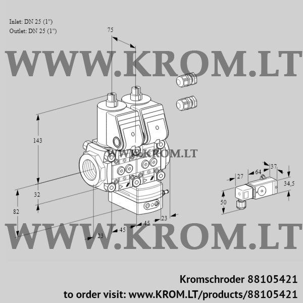 Kromschroder VCD 1E25R/25R05ND-100WR3/3-PP/PPPP, 88105421 pressure regulator, 88105421