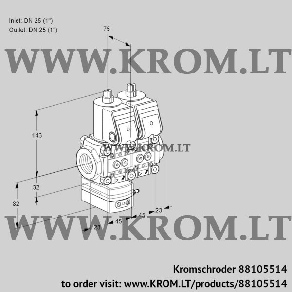 Kromschroder VCG 1E25R/25R05GENWR/PPPP/PPPP, 88105514 air/gas ratio control, 88105514