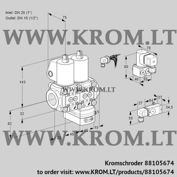 Kromschroder VCG 1E25R/15R05NGEWL/MMBY/2-PP, 88105674 air/gas ratio control, 88105674
