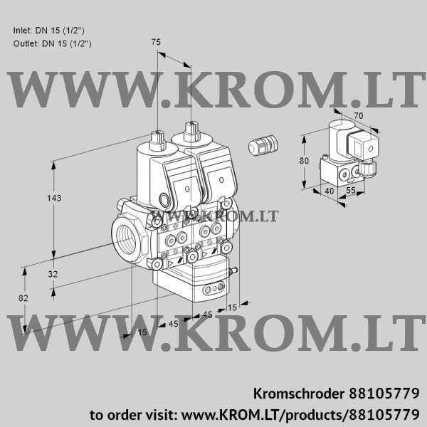 Kromschroder VCG 1E15R/15R05NGEWR/PPPP/PPBY, 88105779 air/gas ratio control, 88105779