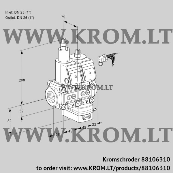 Kromschroder VCG 1E25R/25R05LGEWR/PPPP/PPPP, 88106310 air/gas ratio control, 88106310