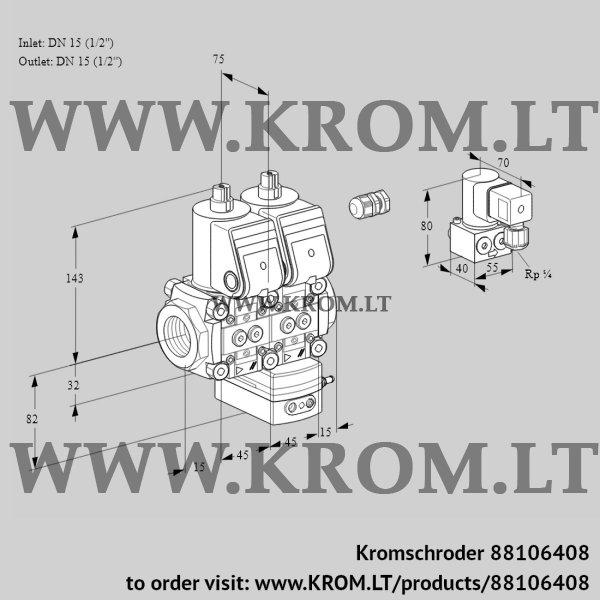 Kromschroder VCG 1E15R/15R05NGEWR/PPPP/PPZY, 88106408 air/gas ratio control, 88106408