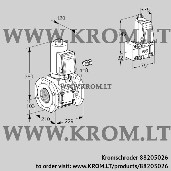 Kromschroder VAS 8100F05NWSR3E/B-/PP, 88205026 gas solenoid valve, 88205026