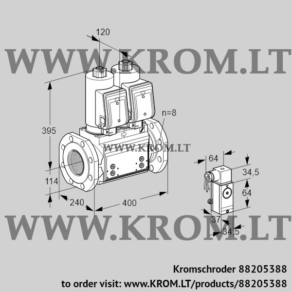 Kromschroder VCS 9T125A05NNASRB/PPPP/3-P3, 88205388 double solenoid valve, 88205388