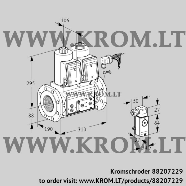 Kromschroder VCS 780F05NNKRE/3-PP/PPPP, 88207229 double solenoid valve, 88207229