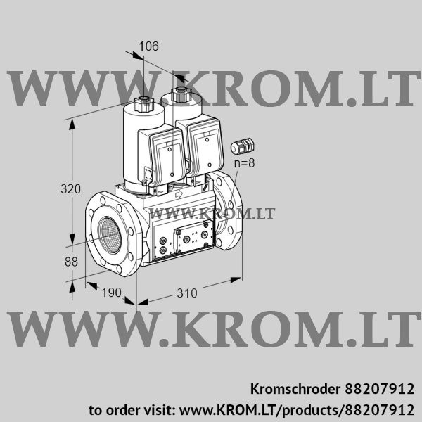 Kromschroder VCS 780F05NNKGR3E/PPPP/PPEP, 88207912 double solenoid valve, 88207912