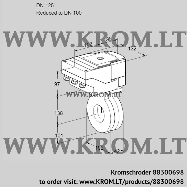 Kromschroder IBA 125/100Z05/20-60W3T, 88300698 butterfly valve, 88300698