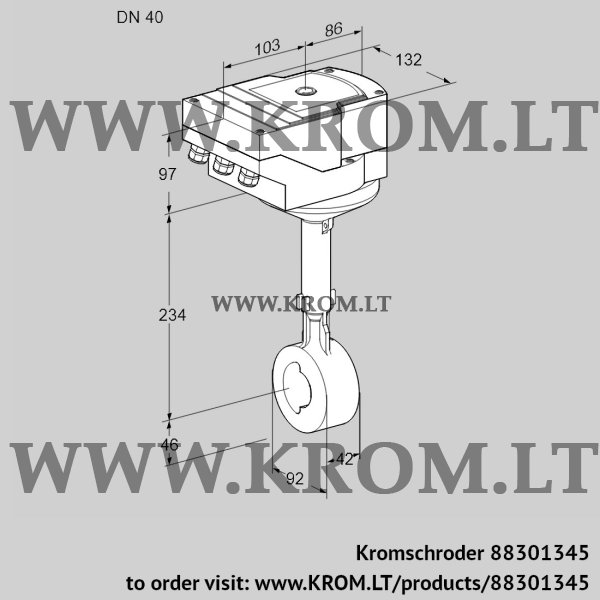 Kromschroder IBHS 40Z01A/40A3D, 88301345 butterfly valve, 88301345